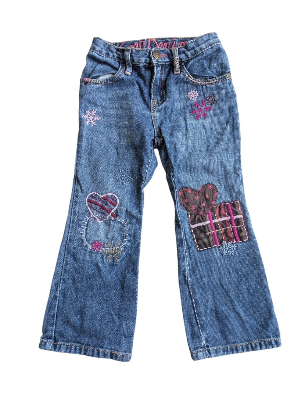 Super Cute Embroidered Patch Flare  Denim Jeans